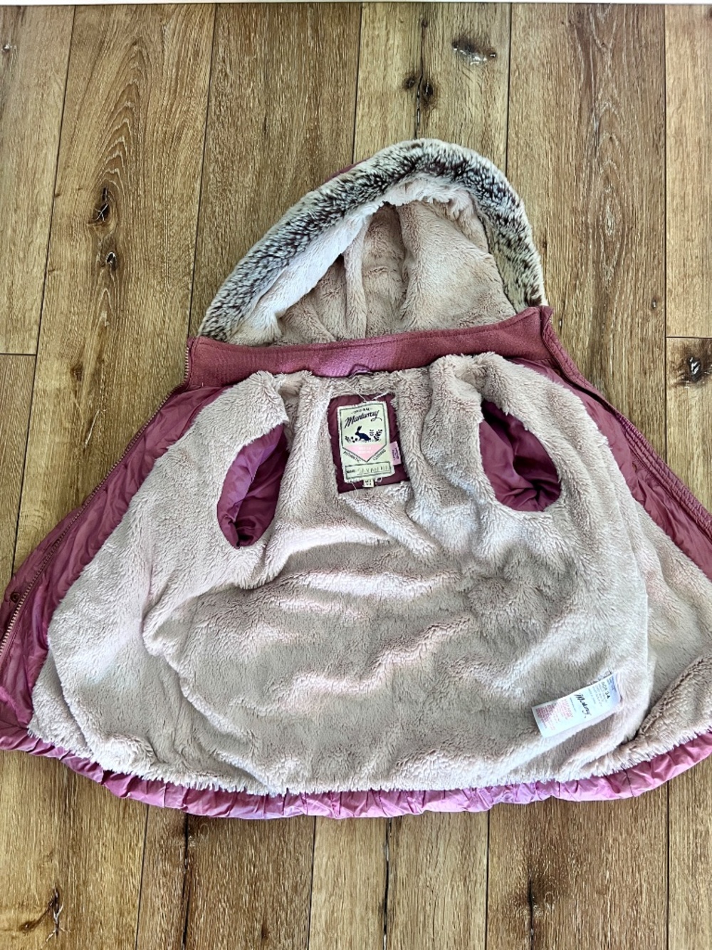 Dusty Pink Faux Fur Hooded Puffer Coat - Picture 3 of 6